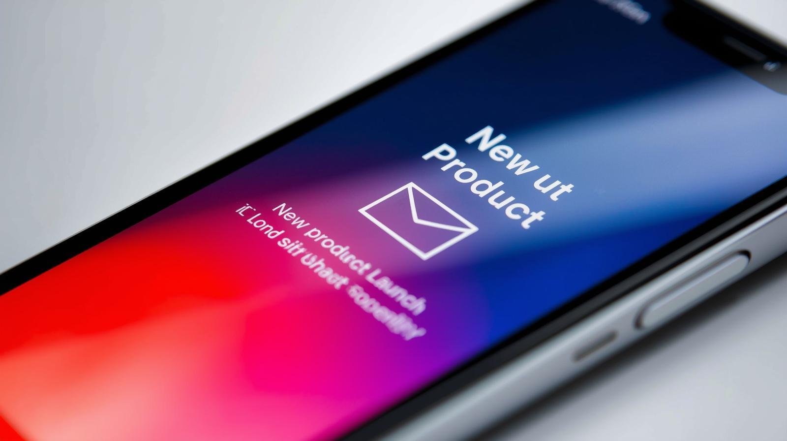 an iphone screen with email notification about a new product
